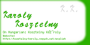 karoly kosztelny business card